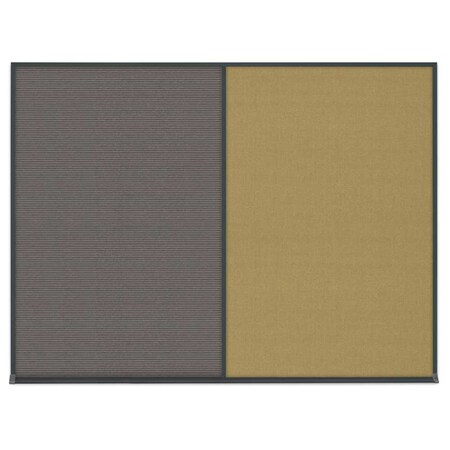 United Visual Products Double Door Radius Corkboard, 42"X32", B UV80025-BRONZE-AMETHY
